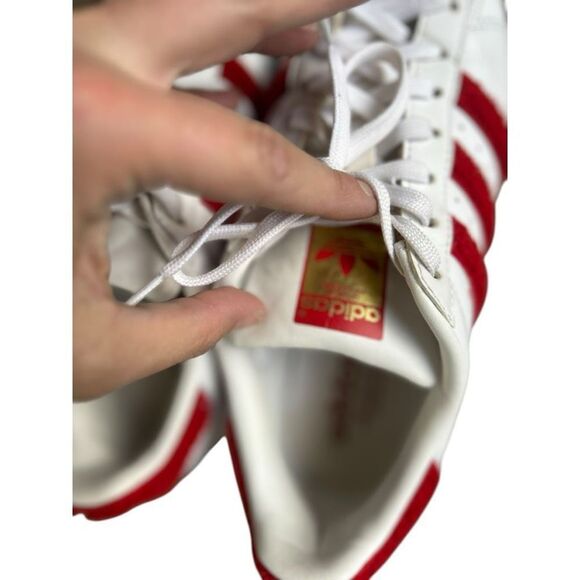 Adidas Superstar Fuzzy Red Striped Sneakers Size 9 Collegiate Valentine's Day - Picture 11 of 11